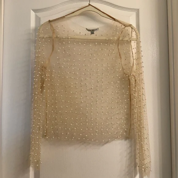 Sheer Beaded and Pearl Top - Picture 1 of 4